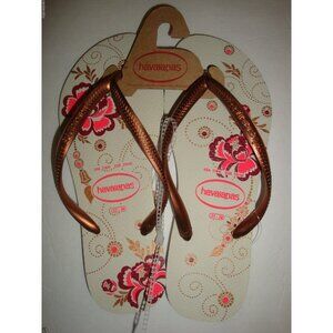 New Havaianas Women's Flip Flops Sandals Multi-Color Floral Print Size 11/12